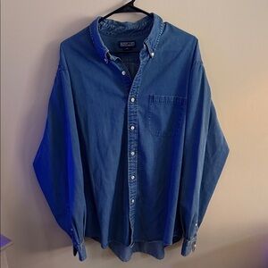 Lands' End Blue Casual Button Down Shirt